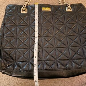 Kate Spade Black leather Quilted Shoulder Bag with Gold Accents